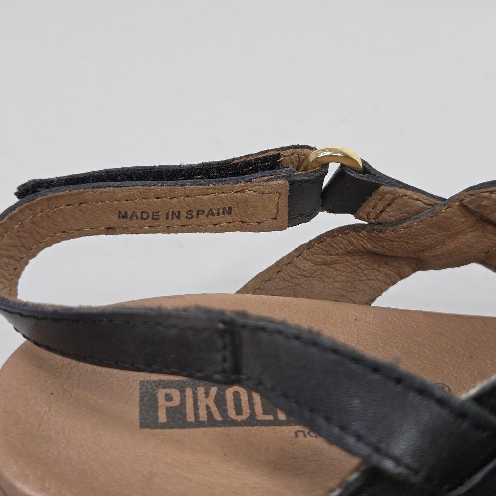 Pikolinos Black and Tan Women's Thong Sandals Lazer Cut-out - Picture 11 of 16